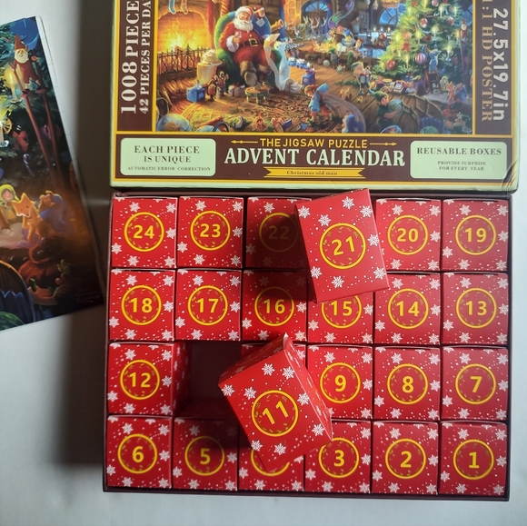 Jigsaw Puzzle Advent Calendar 1008 Pieces Puzzle 24 Days Christmas Old Man Santa - Picture 13 of 16